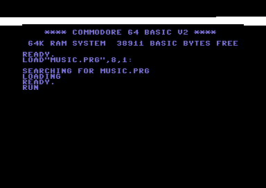 C64 Music player running
